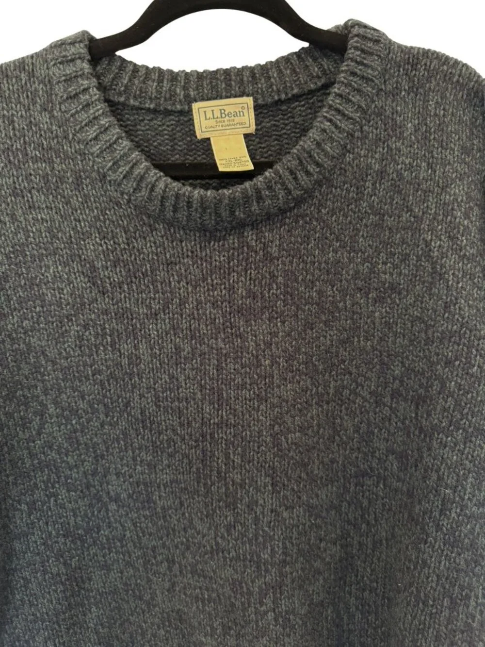 L.L.Bean Men’s XXL Charcoal Classic Ragg Wool Lambswool Crewneck Sweater